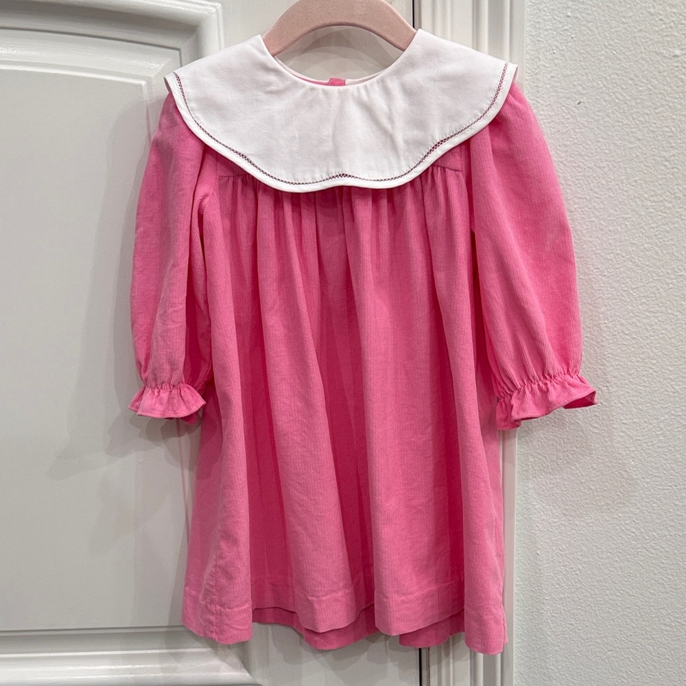 Girl's Pink Corduroy Dress with White Collar